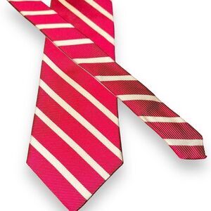 Brooks Brothers Red & White Rep Strip Tie Handmade in USA